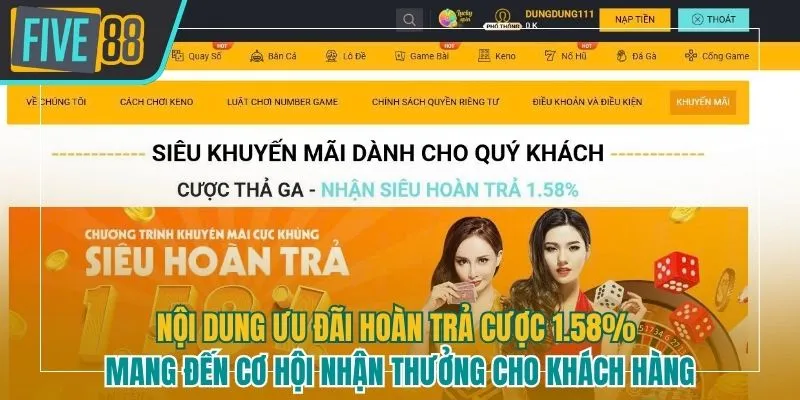 Hoàn trả cược 1.58%